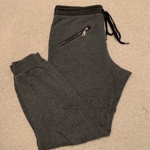 Gray Joggers with Black Leather & Zippers